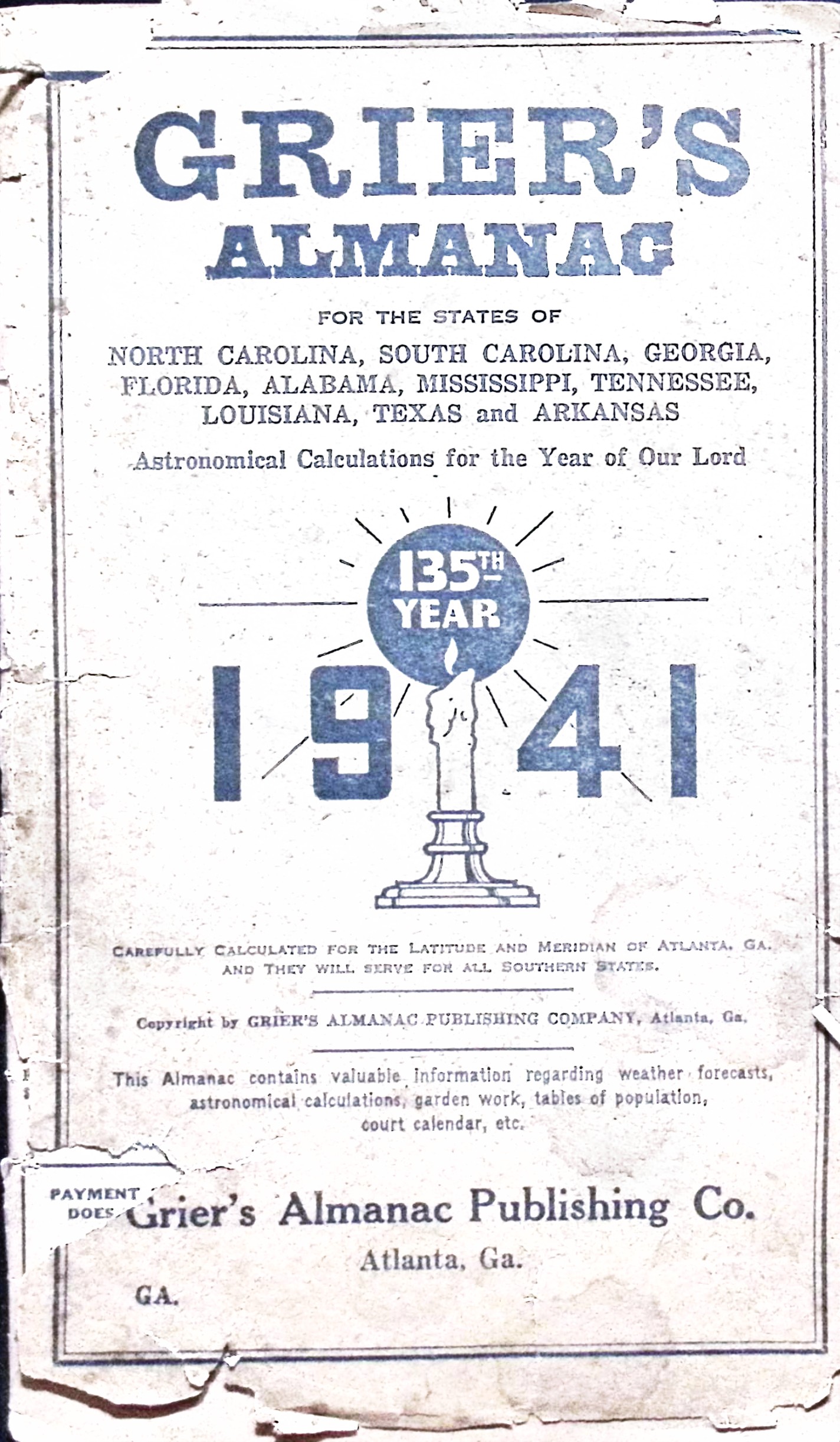 Griers Almanac Year, 1941