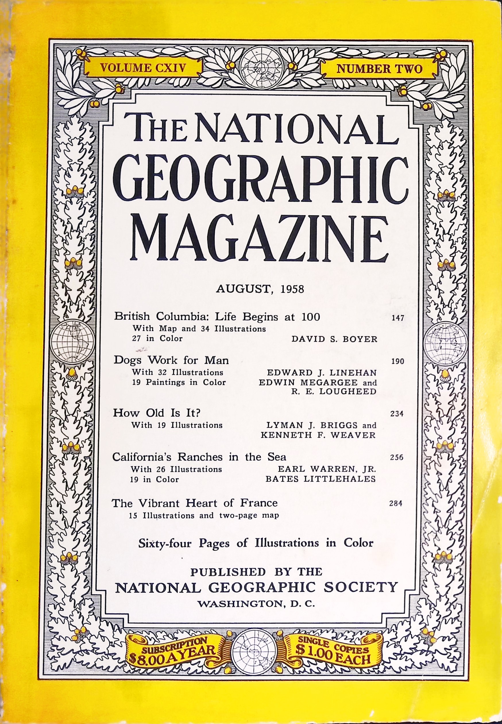 National Geographic August, 1958