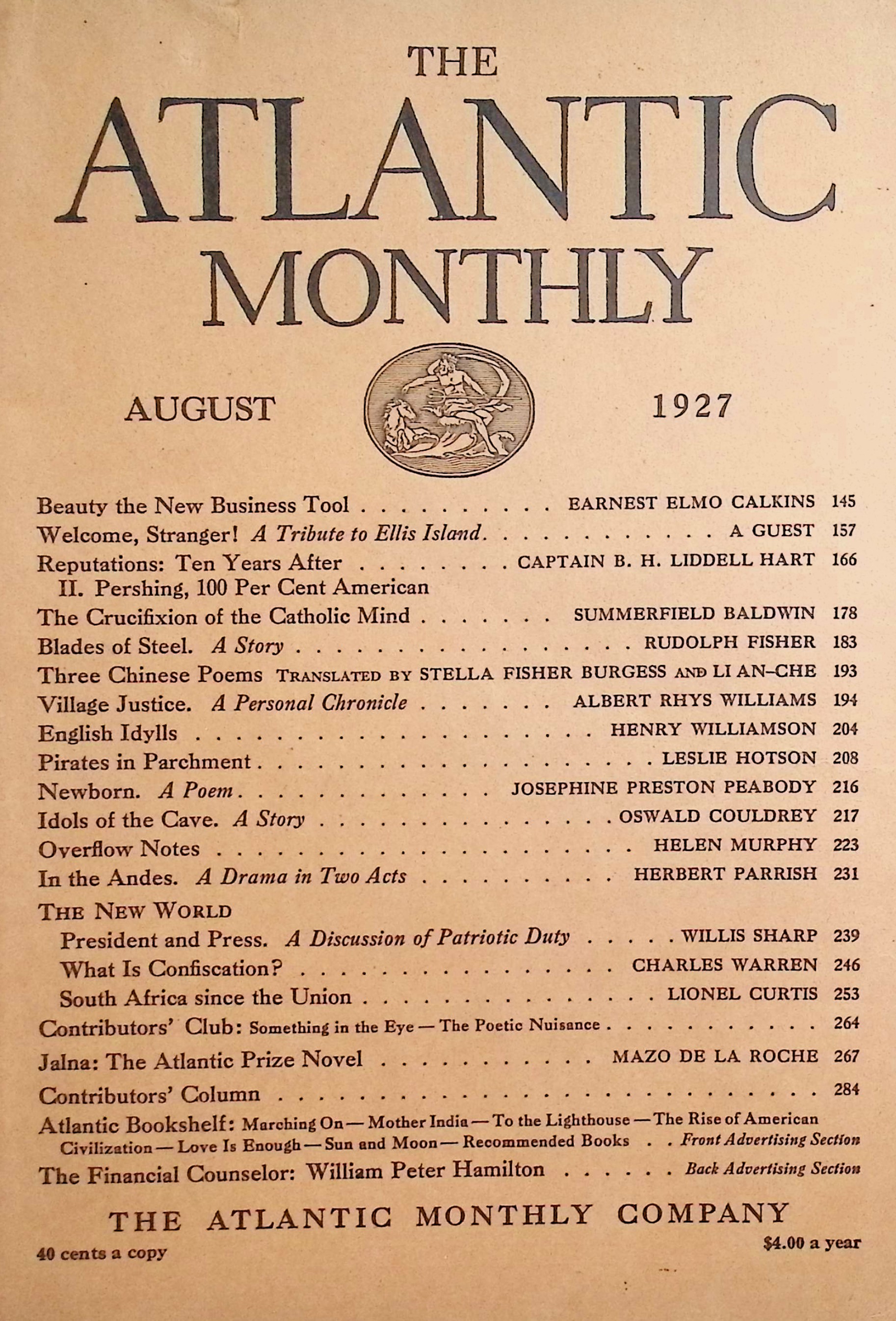 The Atlantic Monthly August, 1927