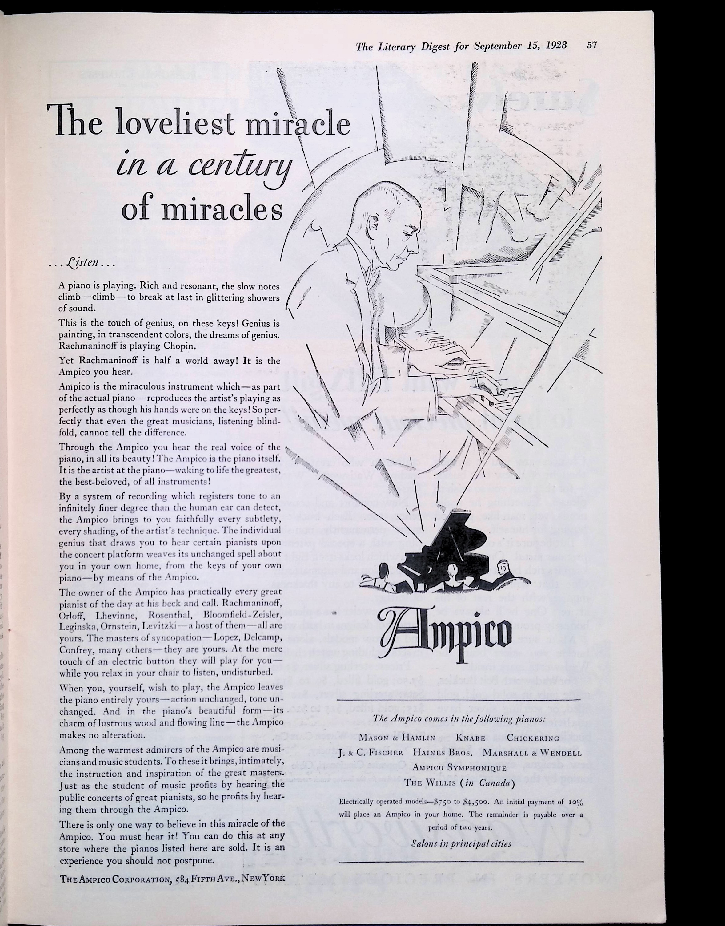 Advertisement 1928.Ampico