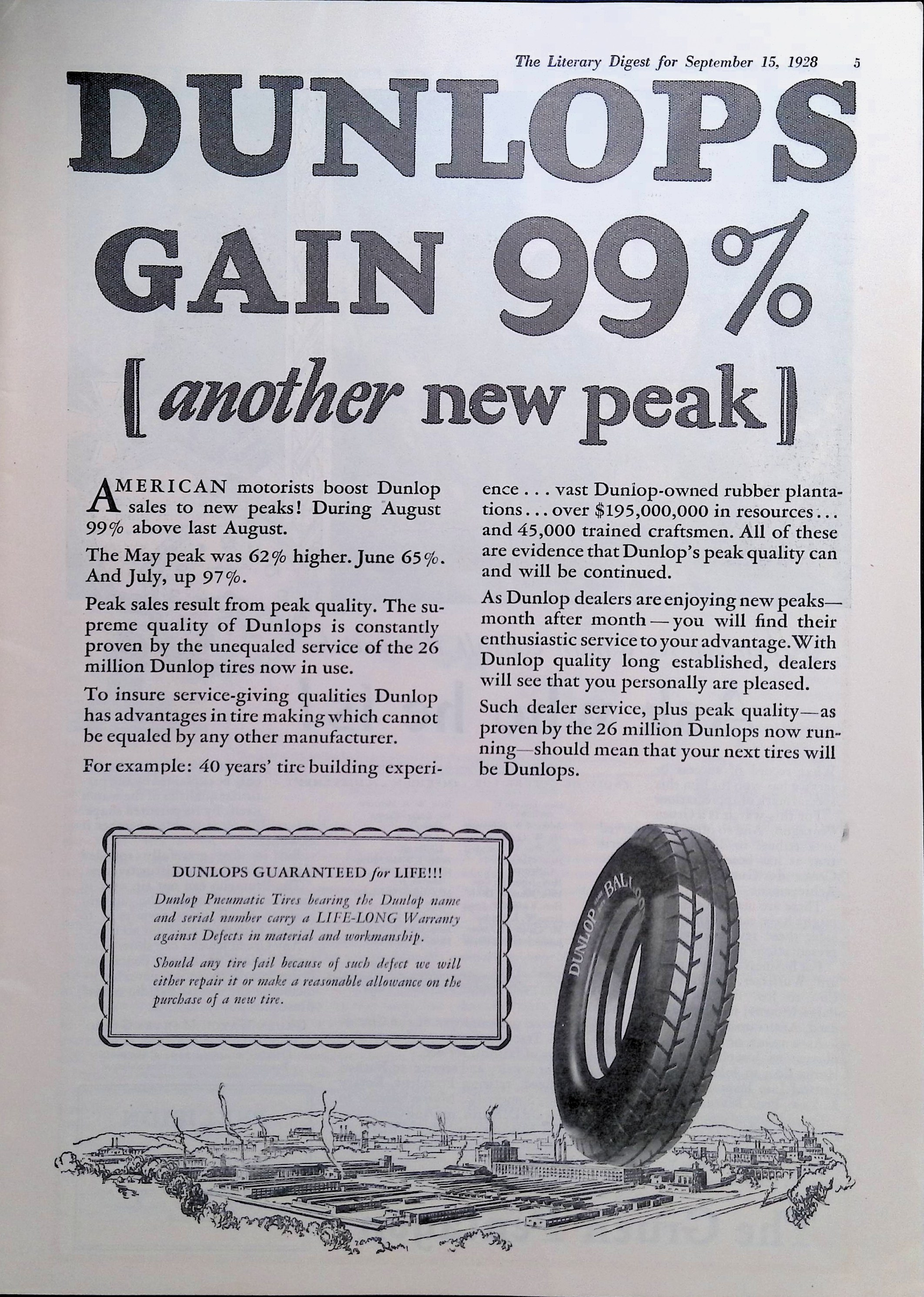 Advertisement 1928.Dunlops