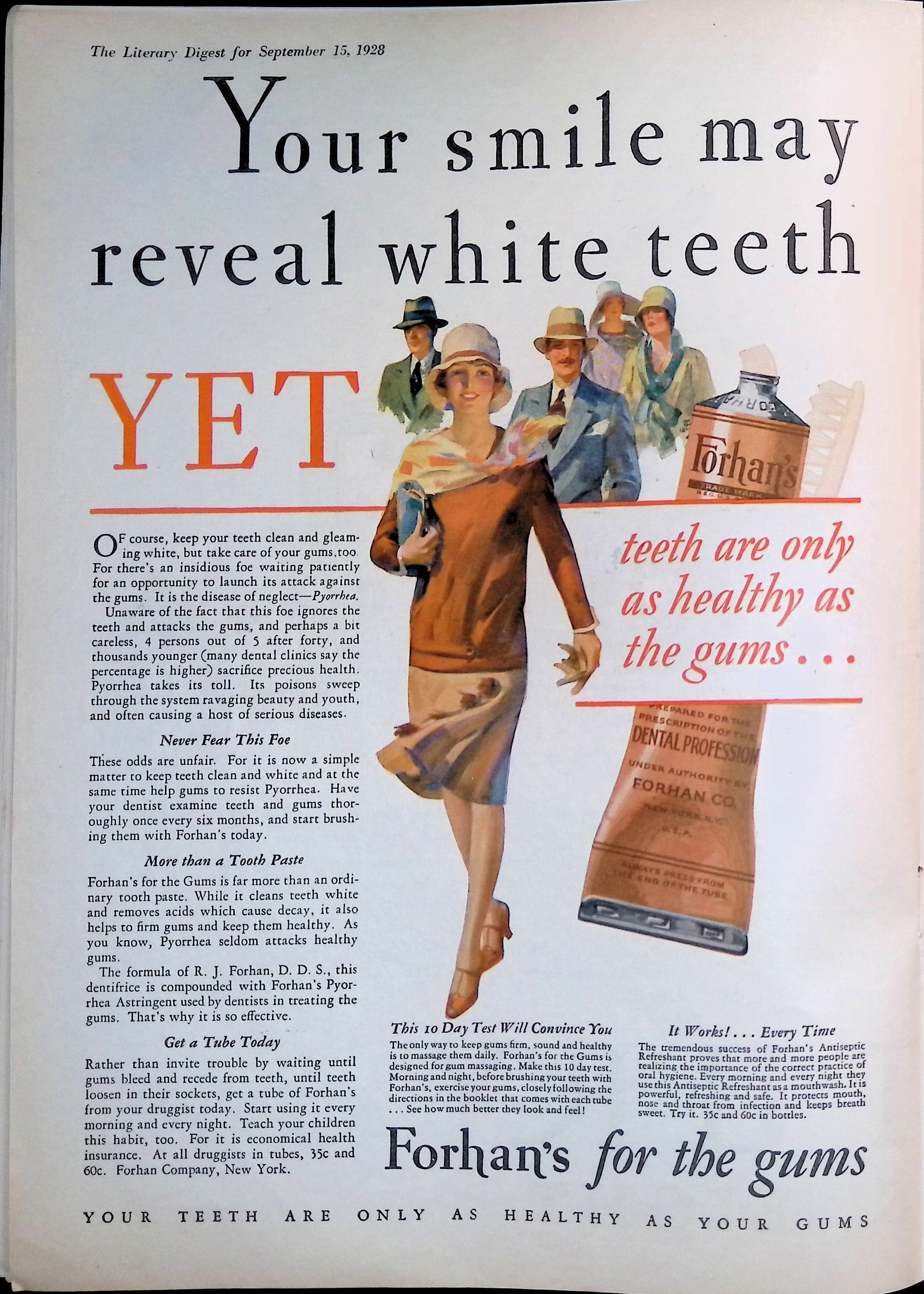 Advertisement 1928.Forhans.Toothpaste