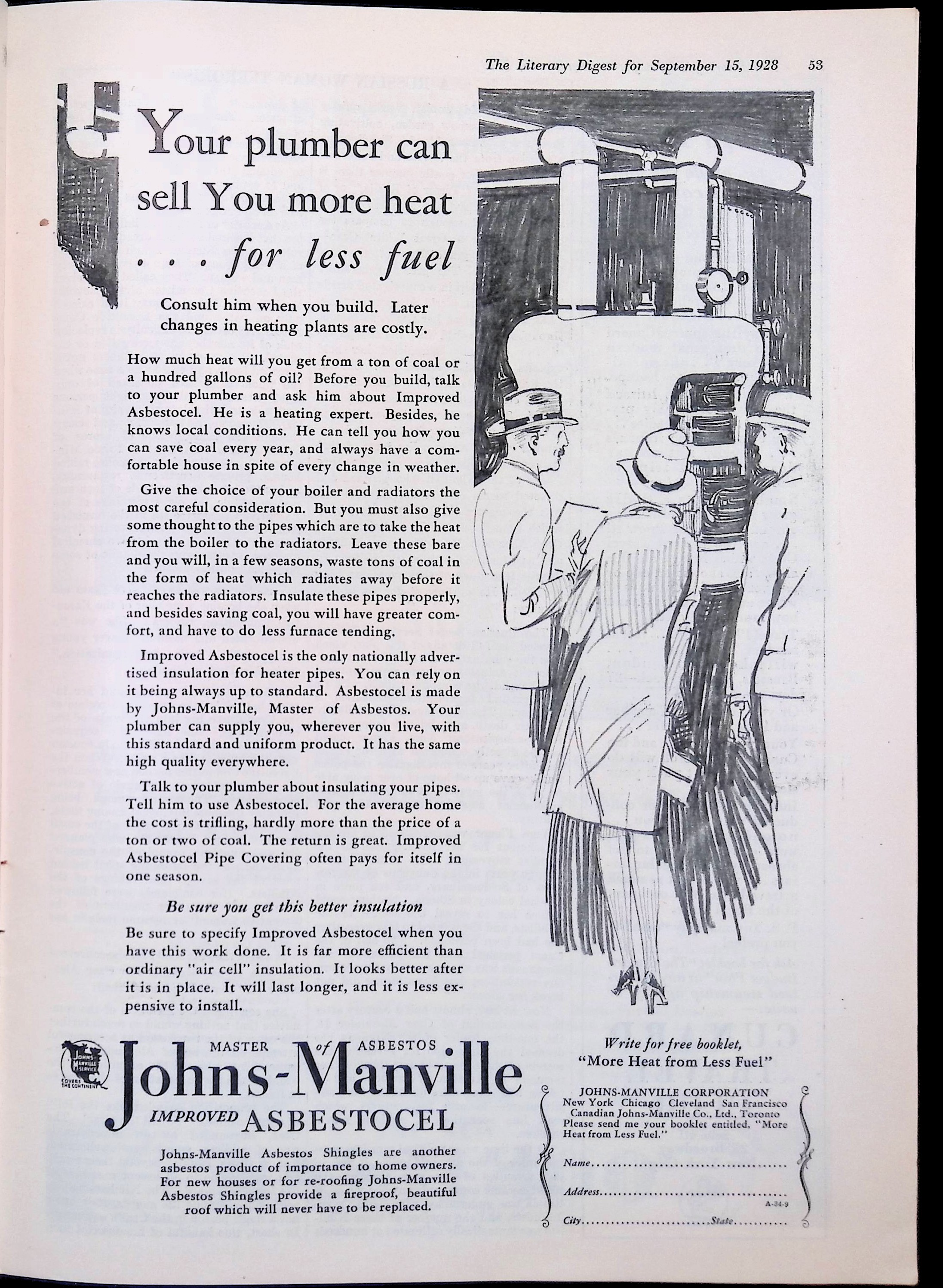 Advertisement 1928.Johns-Manville.Asbestocel