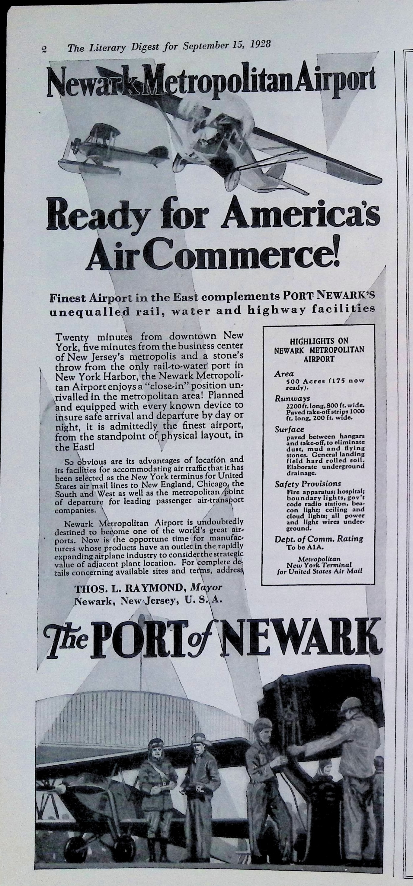 Advertisement 1928.Newark.Metropolitan.Airport