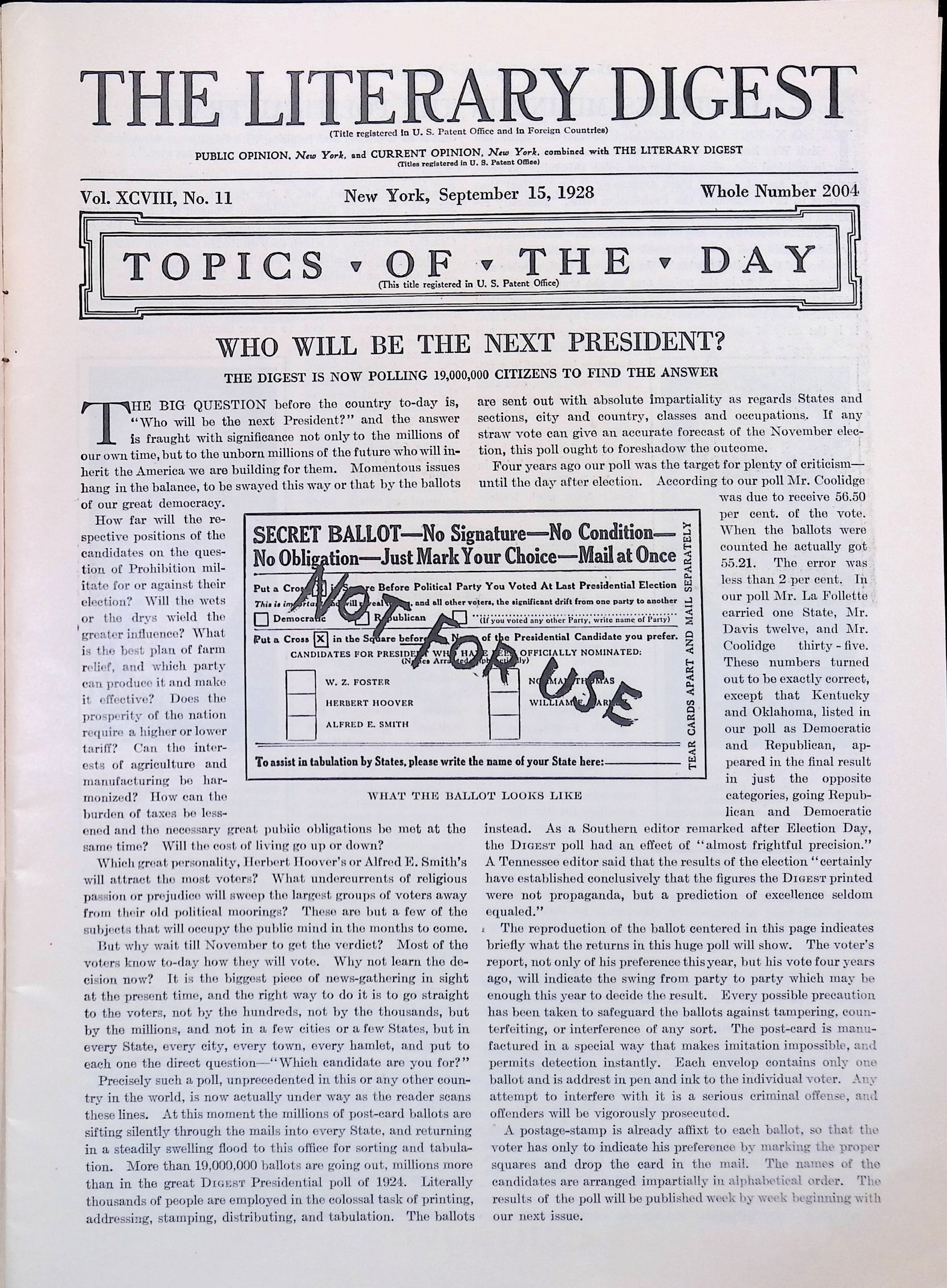 Advertisement 1928.President