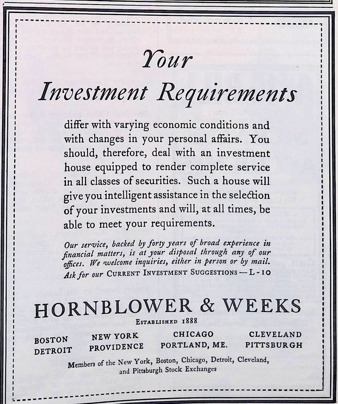 Advertisement Hornblowers&Weeks