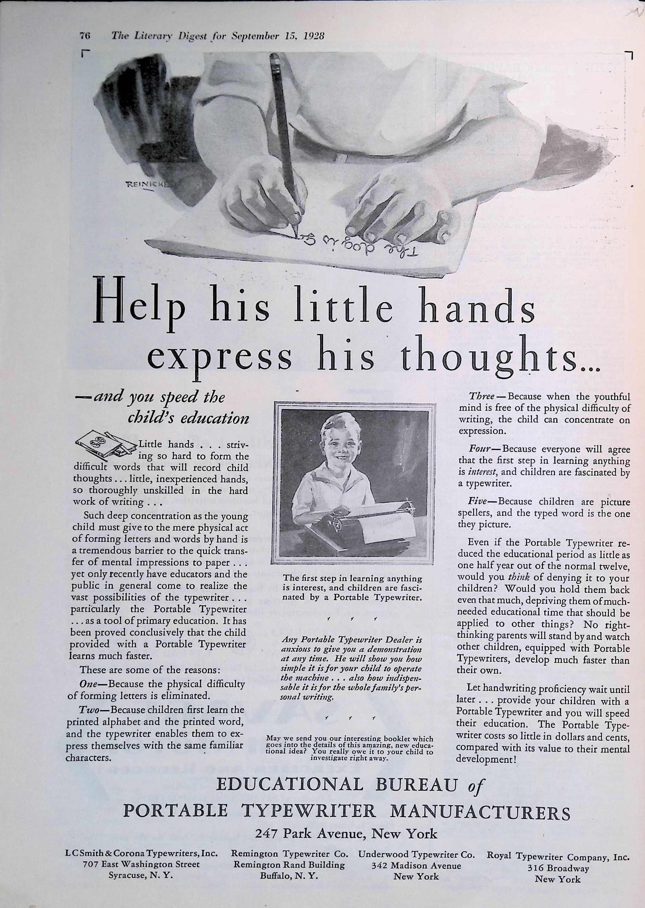 Advertisement Portable.Typewriter.Manufacturers