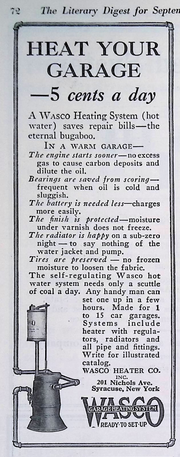 Advertisement Wasco.Garage,Heating,System